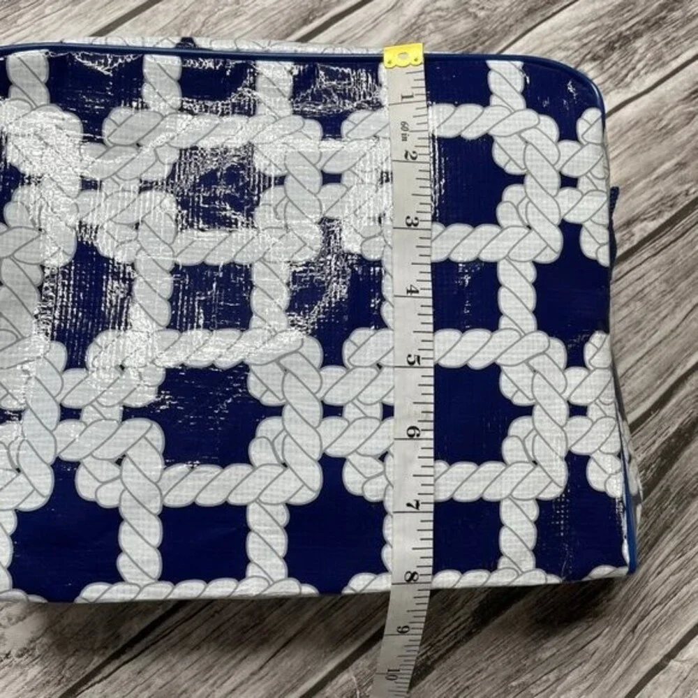 Bella Toiletry Bag Navy White Rope Knot Print Travel Cosmetic Case NWT - Picture 11 of 12